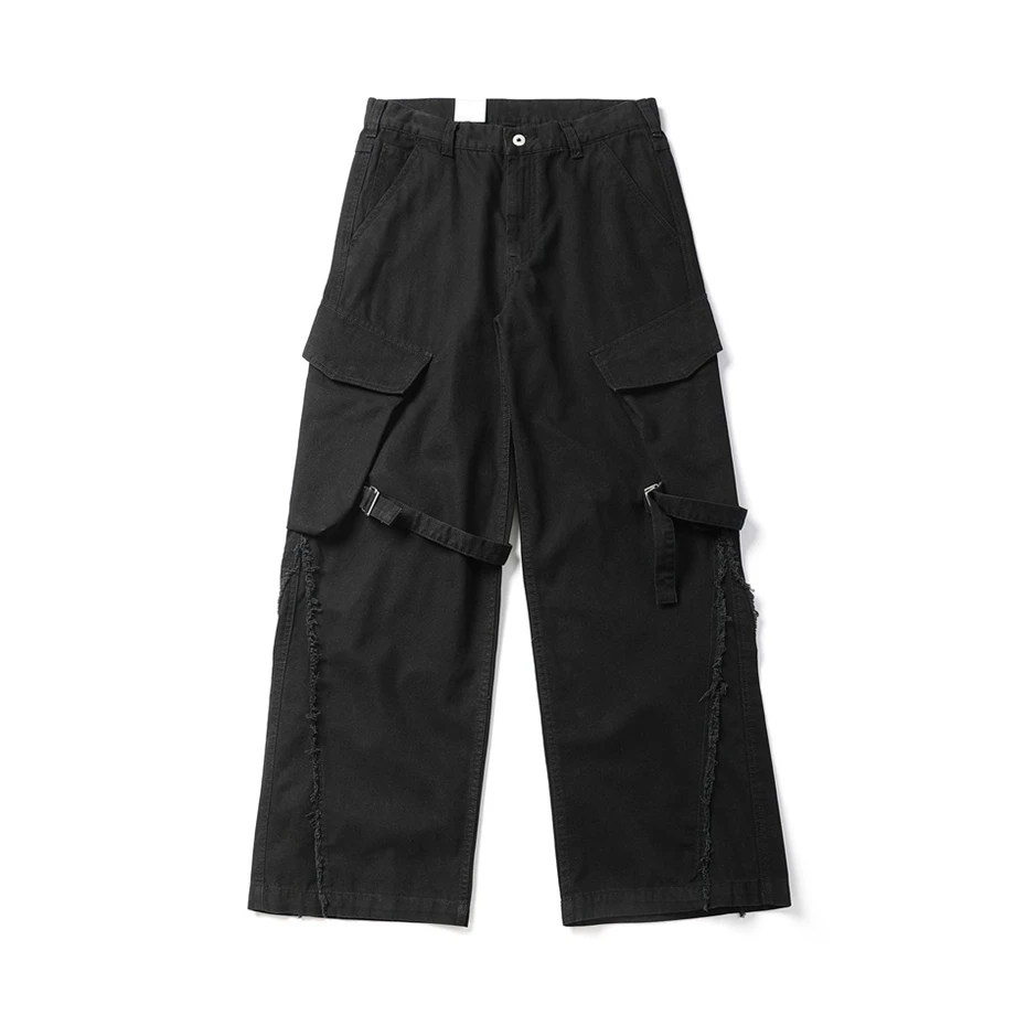 Mens Pockets Cargo Pants Cotton Casual Trousers Men Streetwear Wide Leg Function Paratrooper Pant Cityboy Baggy Logging Pants