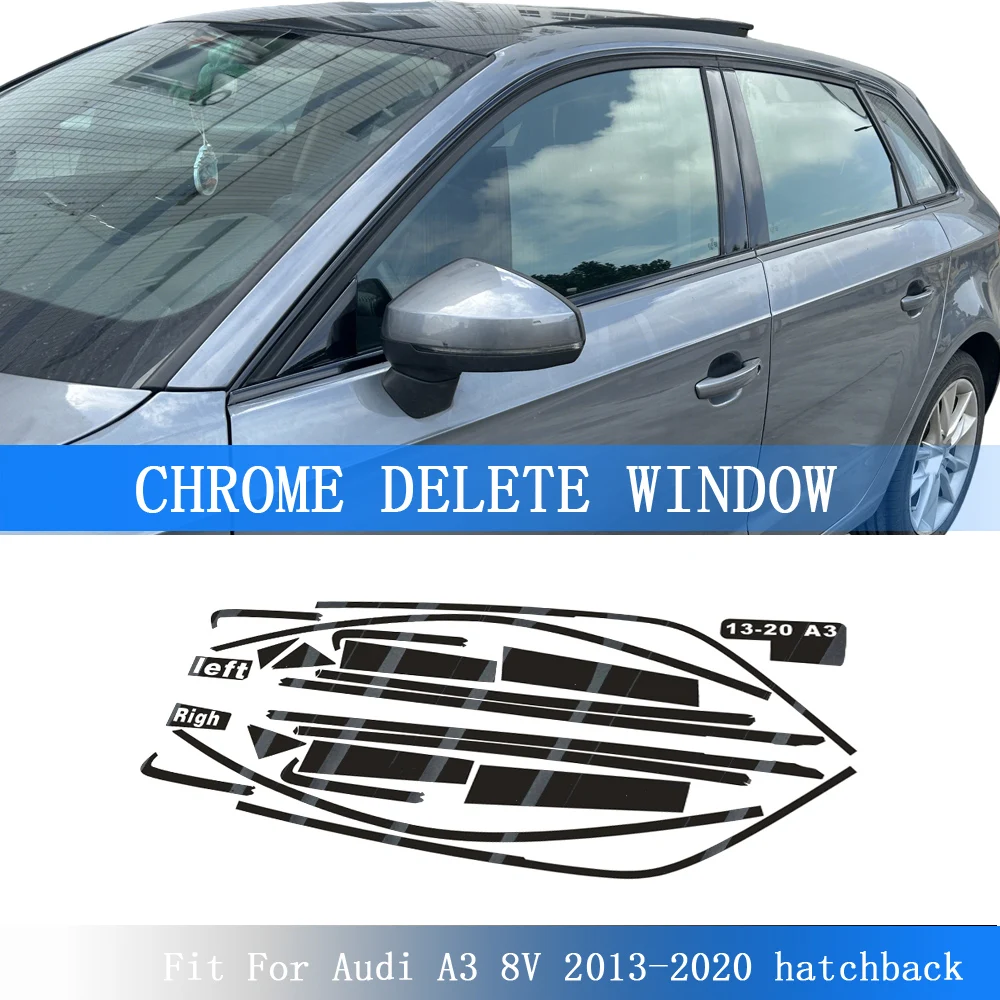 

Chrome Delete Blackout Overlay for Audi A3 8V 2013-2020 hatchback Window Trim Glossy Black Sticker