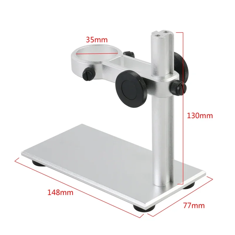 Universal 35mm Aluminum Alloy USB Digital Electronic Microscope Stand Adjustable Holder Bracket Lifting with LED bottom lighting