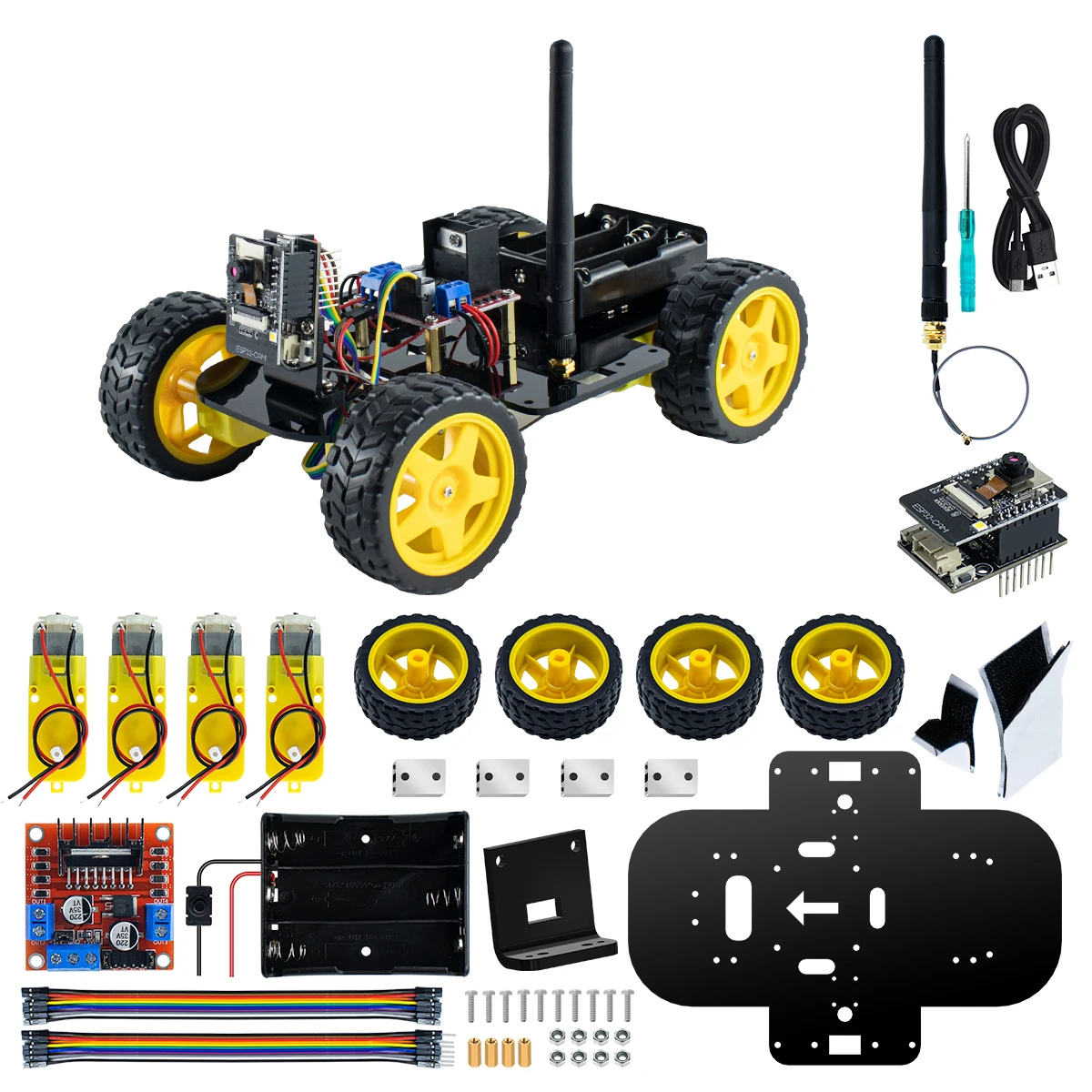 Robot Starter Kit for Arduino Project with ESP32 Camera and Code Learning Develop Skill Full Version Smart Car Kit