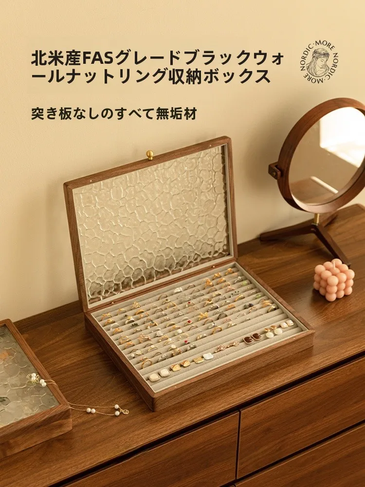 

Nordic Sle Wooden Jewelry Box Vintage Large Capaci Wedding Gift Earring Ring Organizer Box for Couples Home Storage