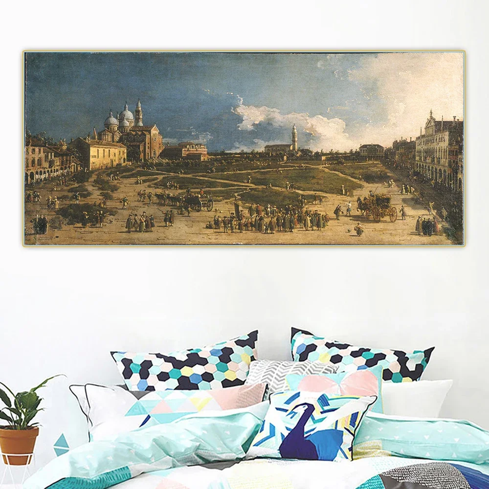 Canaletto《The pra 'della valle in padua》Canvas Oil Painting Artwork Poster Picture Background Wall Decor Home Decoration
