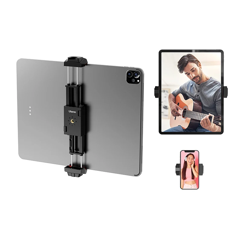 Ulanzi ST-29 Universal Phone Tablet Tripod Mount Holder Vertical Shooting Tablet Mount Clamp for iPad iPhone 13 12 Vlog Shooting