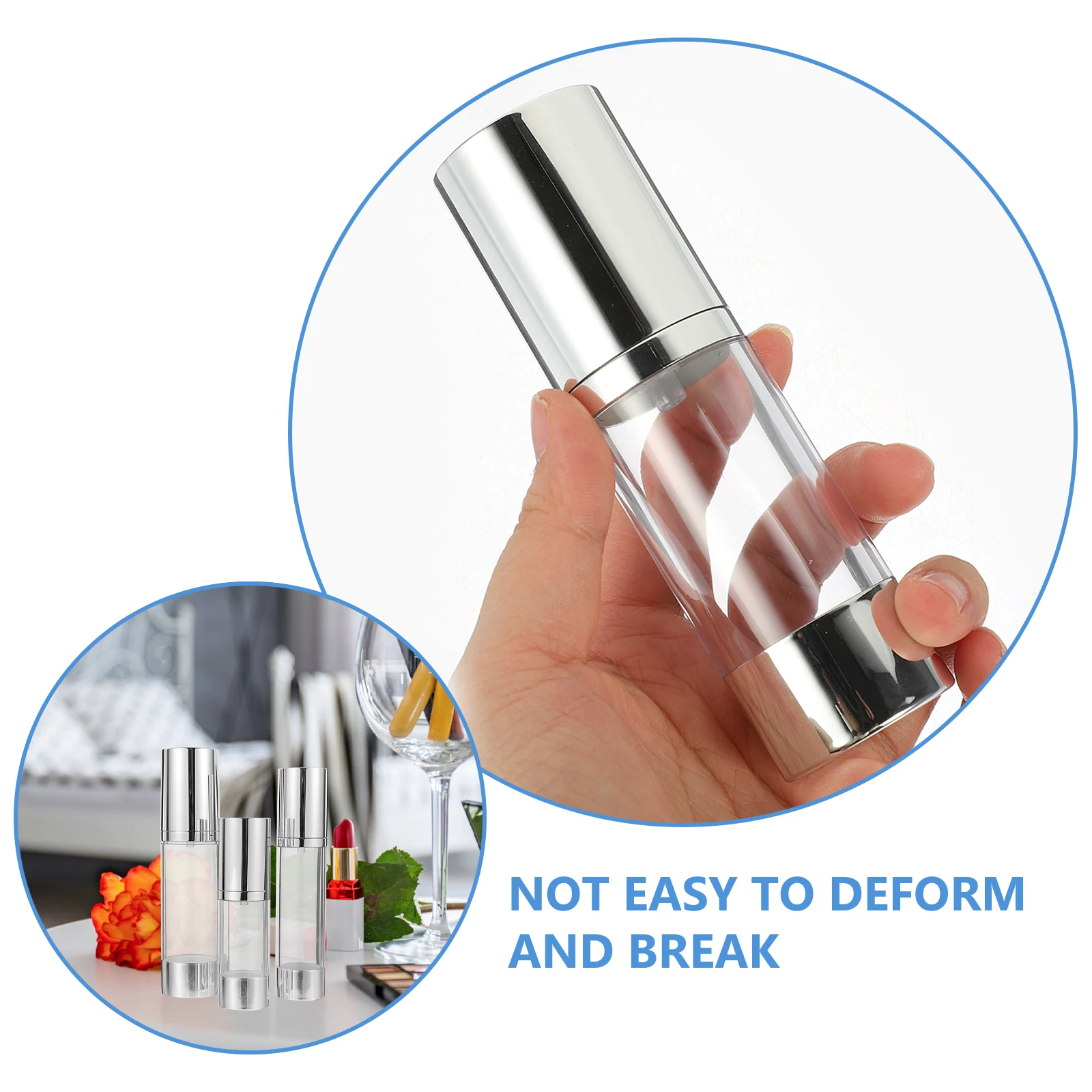 

3pcs Airless Pump Dispenser Empty Lotion Containers Travel Size Jars Leakproof Cream Bottles Toiletry Containers With