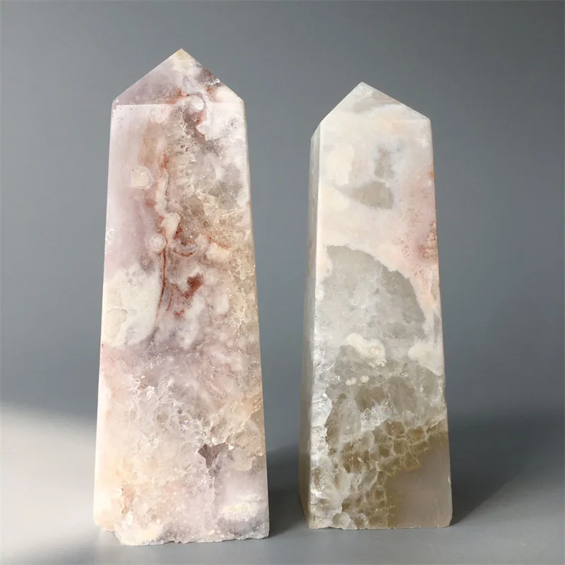 1-2pcs Natural Pink Amethyst Geode Tower Flower Agate Point Hand Polished Crystal Geode Druzy Wand Home Decoration Ornaments