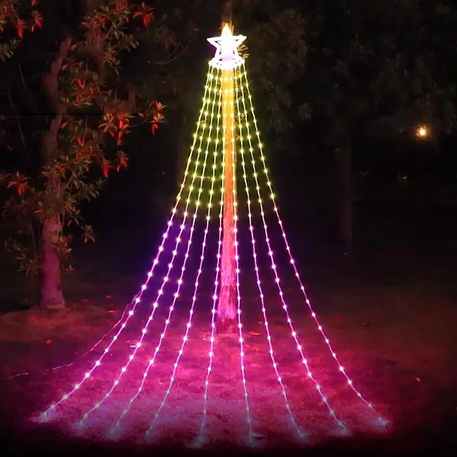 Christmas LED Waterfall Meteor Shower String Lights Smart App Control Holiday Fairy Garland Lights for Home Garden Bedroom Decor