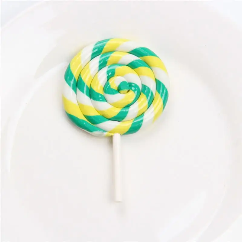 5PCS Clay Lollipops Craft Large Lollipop Props Simulation Lollipop Suckers Party Favors Colorful Lollipop Charm