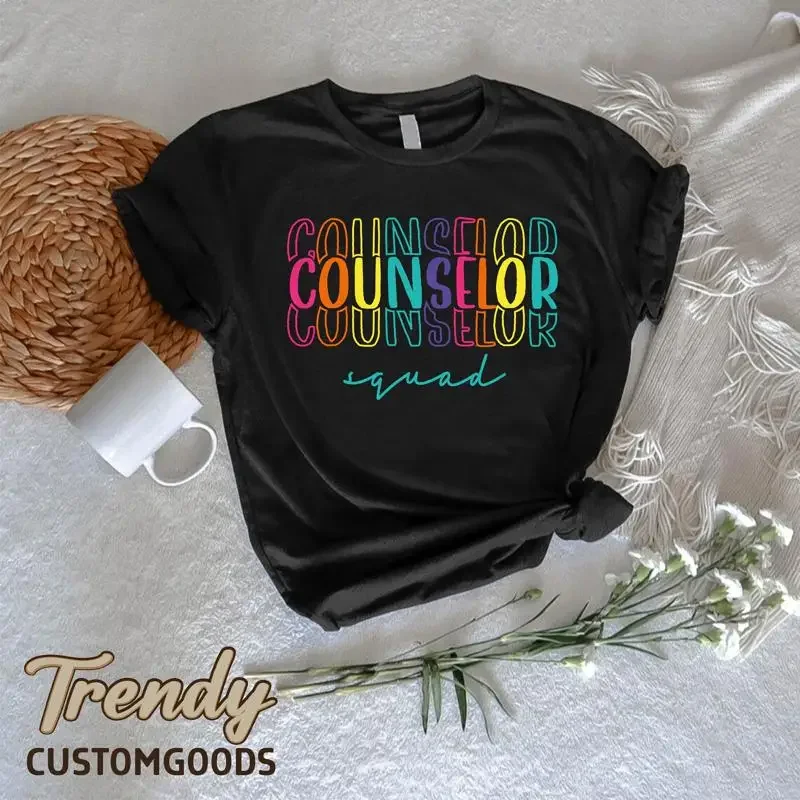 School Counselor Squad T Shirt Back to For Teacher Therapist Clothing Counseling Office Outfit Team
