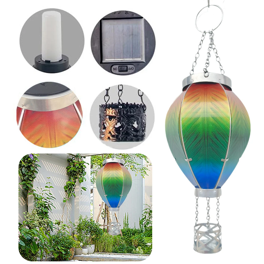 

Solar Hot Air Balloon Lantern LED Flickering Flame Hanging Lights Outdoor Solar Light For Garden Yard Patio Wedding Decorations