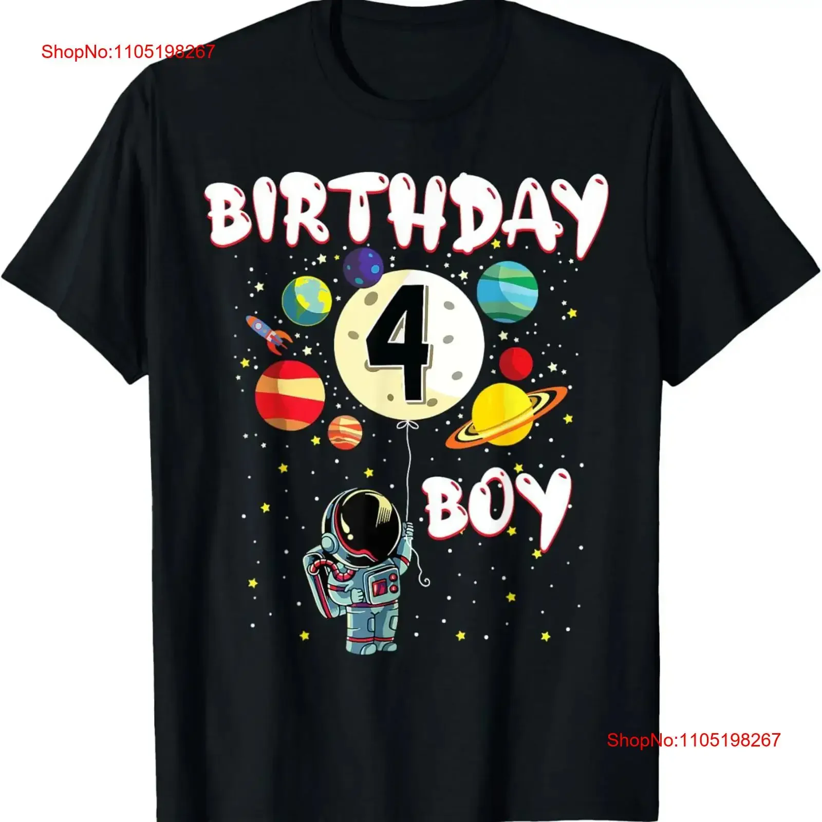

Boys 4th Birthday Astronaut Space Planets Four Years Old T Shirt vintage Washed Slightly Unisex Casual homme designer clothes