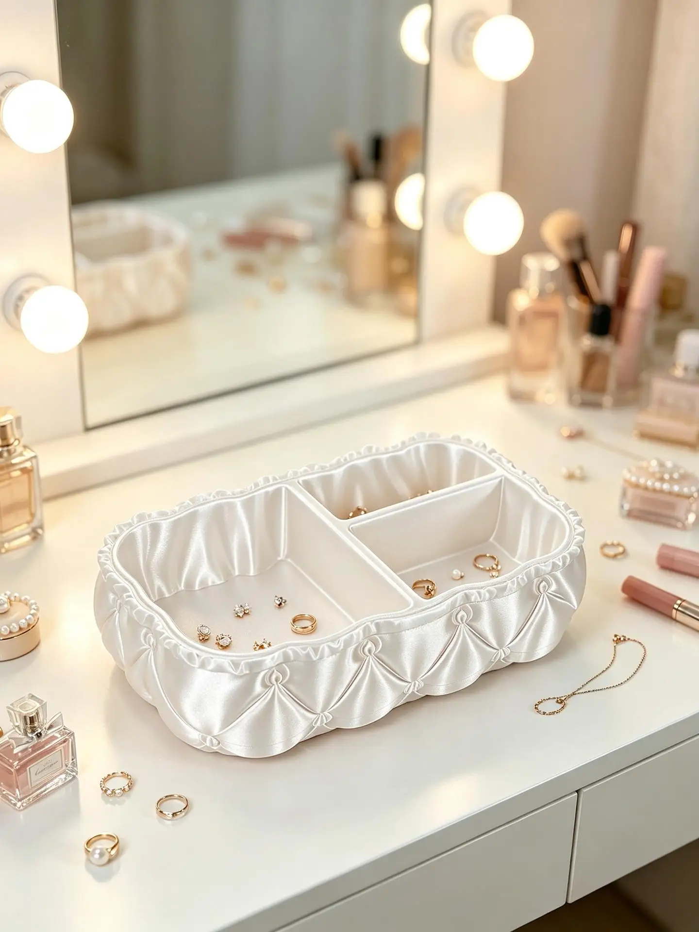 Three-point Grid Storage Rack Jewelry Storage Box Dresser Niche Practical Home Decoration Ornament