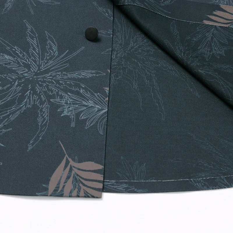 Camicia a maniche lunghe da uomo premium con risvolto stampa foglia chiusura con bottoni autunno traspirante moda business casual tendenza classica abbigliamento da uomo