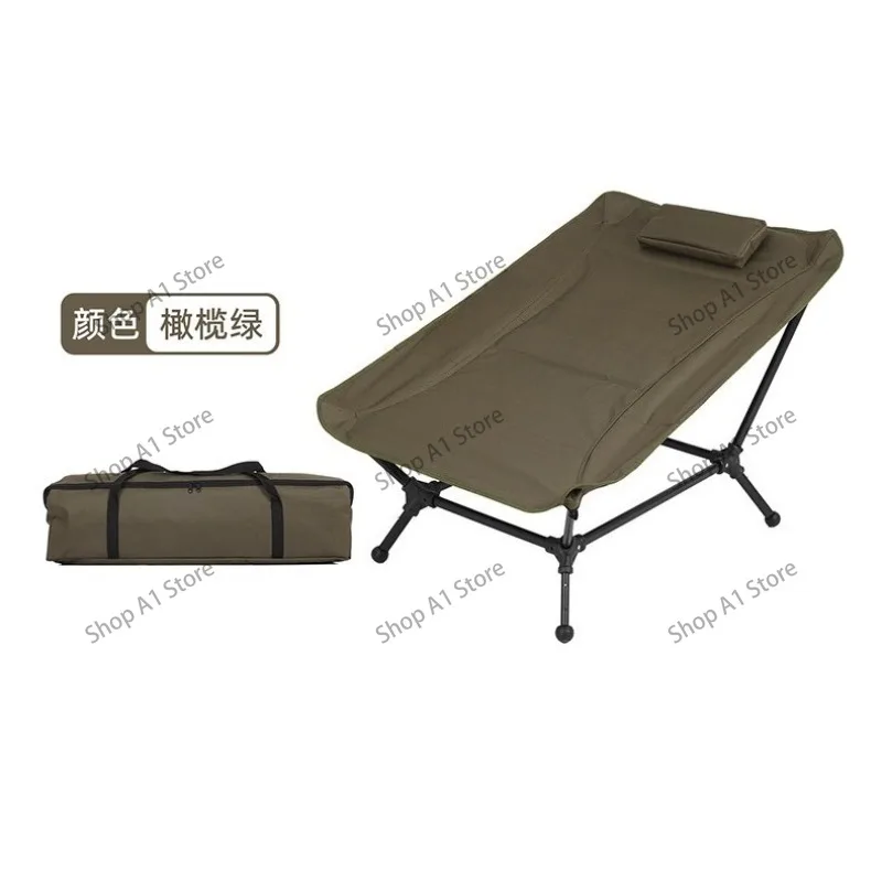 Foldable Reclining Camping Chair, Portable Outdoor Lounge Chair for Picnic, Fishing, Office Rest