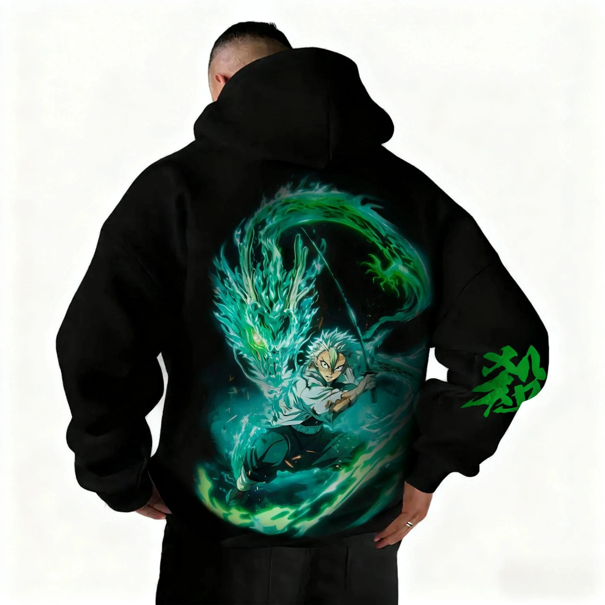 Anime Demon Slayer Blade Shinagawa Sanemi Printed Hoodie 2025 Autumn/Winter Men's Women's Hip Hop Casual Cotton Zipper Hoodie
