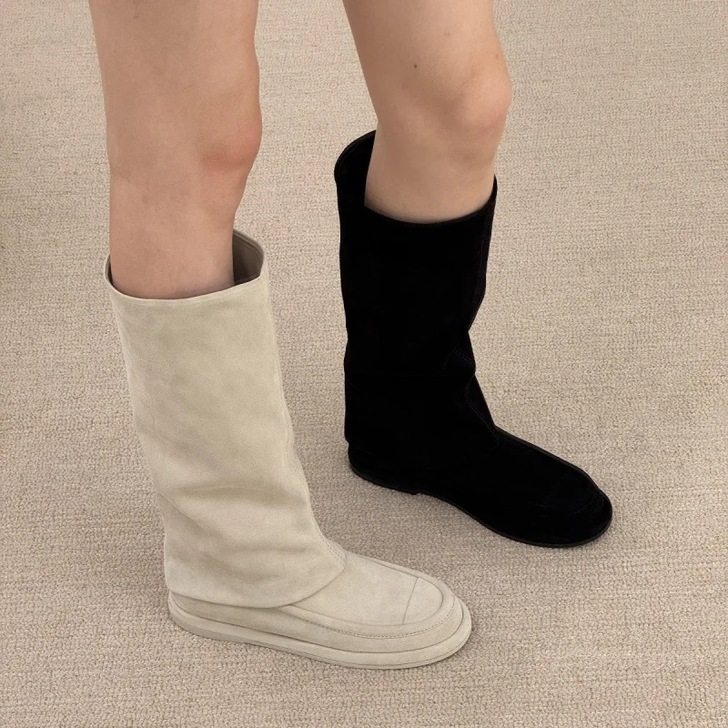 

Women's New Autumn And Winter Knee High Boots With Pleated Thick Heel Casual Long Boots Knight Boots