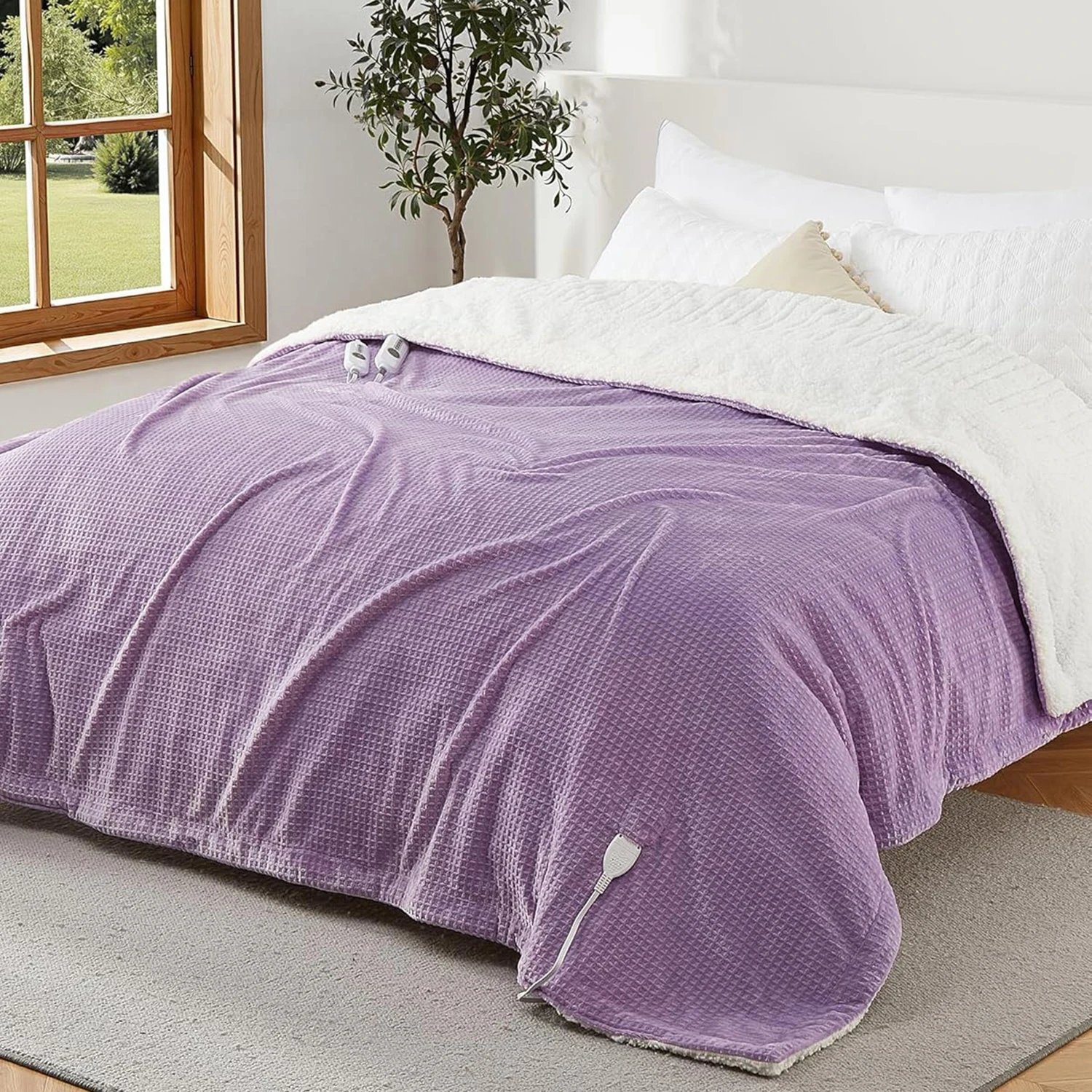 

Soft Flannel Electric Blanket Electric Throw Blanket for Sofa with 4 Heat Settings & 10 hours Timer Auto Shut Off Machine Washab