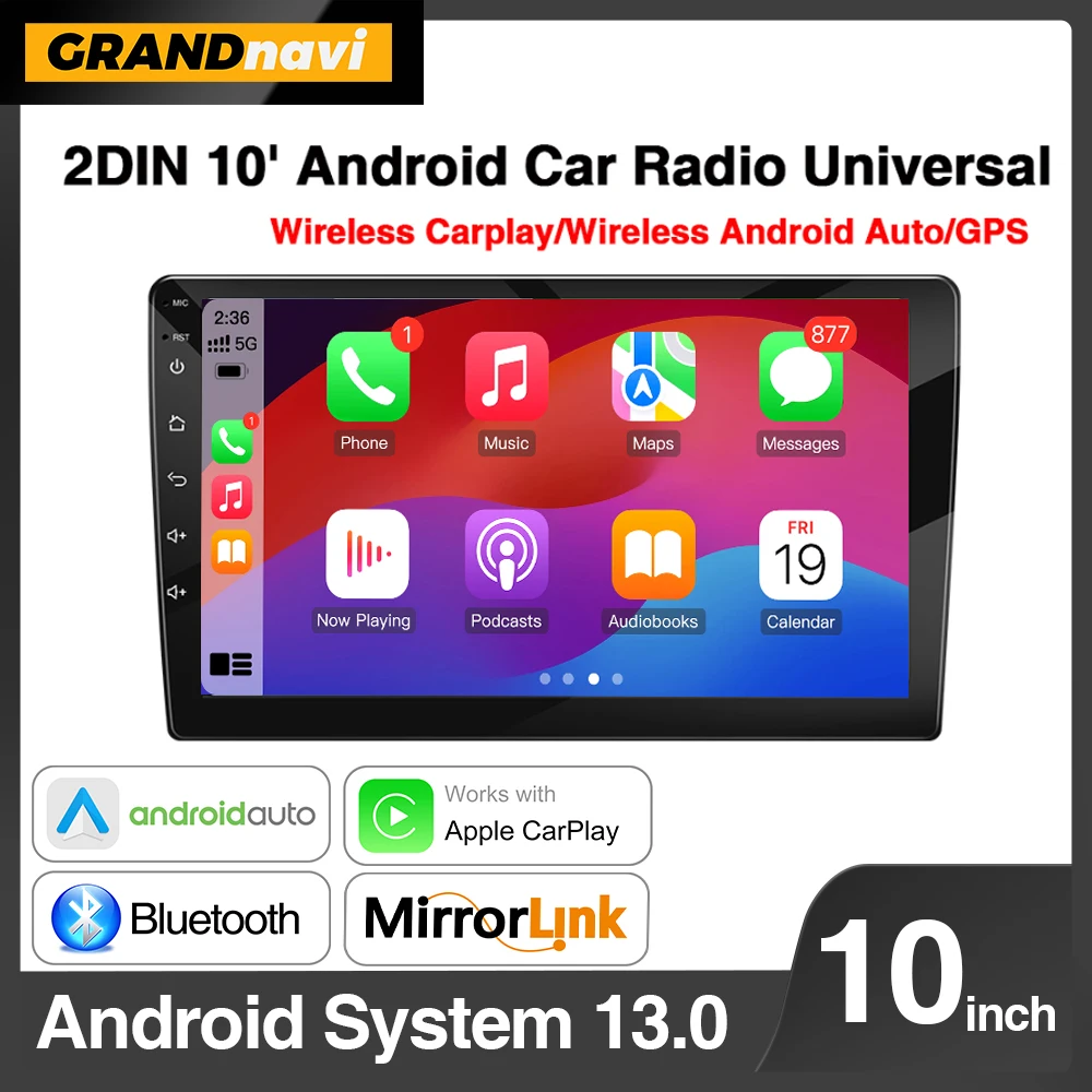 10 inch 2 Din Android 13 Car Radio Carplay Android Auto 4G Universal Multimedia Player IPS DSP FM AM RDS GPS WIFI BT Autoradio