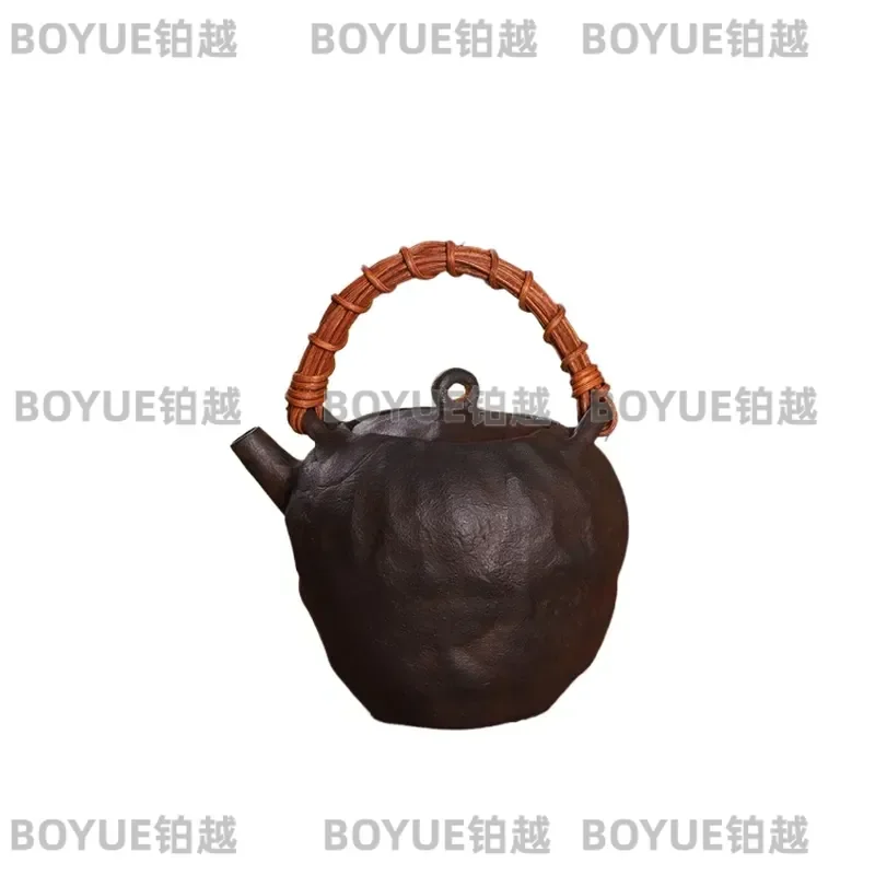 Japanese Retro Irregular Texture Cast Iron Kettle Handmade Uncoated Teapot High End Tea Set Gift