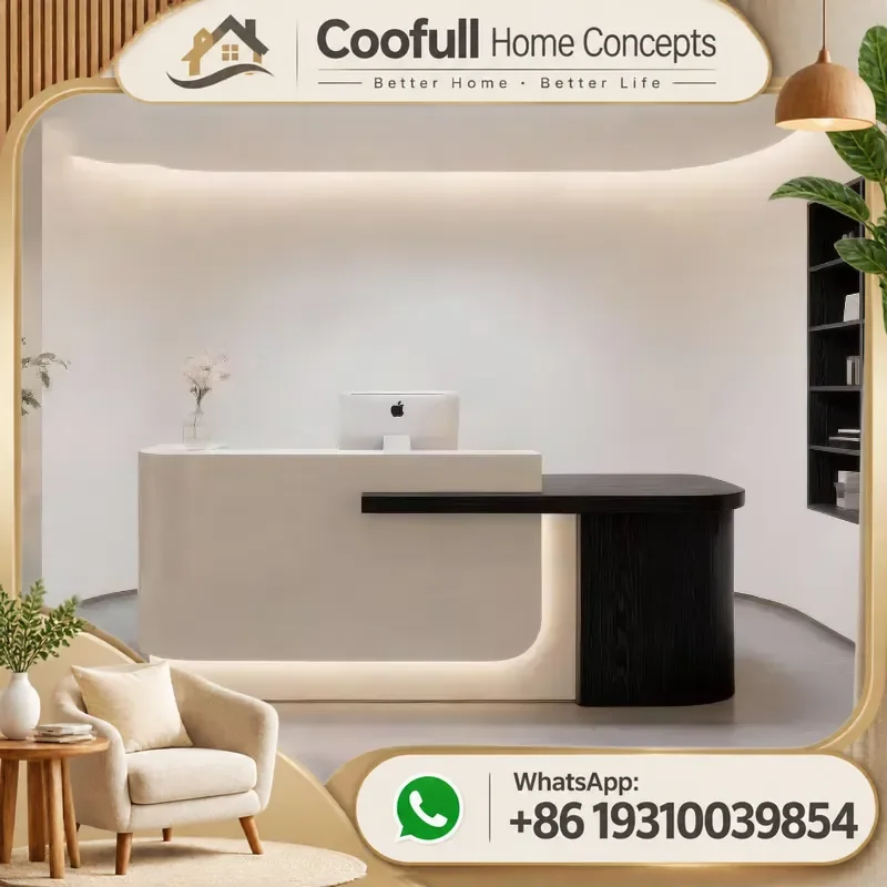 Modern Reception Desk Luxury Nordic Style Commercial Office Furniture With Storage Aesthetic Front Counter For Business