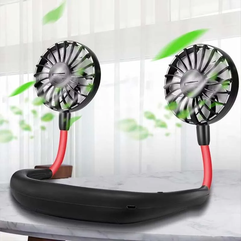 High-quality low-cost custom-made LED lightweight neck fan rechargeable wall-mounted mini neck cooling fan