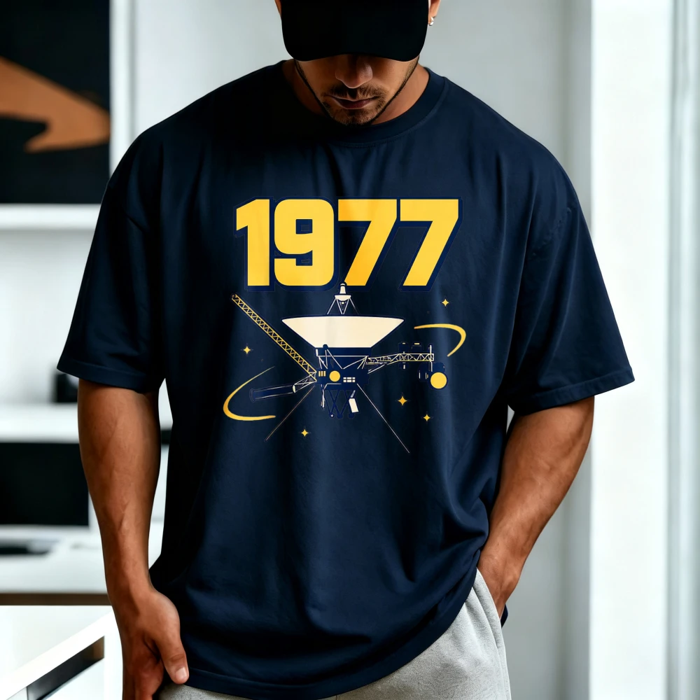 1977 Space Probe Retro Art Graphic Printed Man Women T-Shirt Casual Fashion Loose Harajuku T Shirt Summer Cotton Clothing