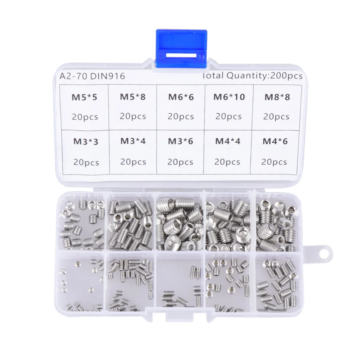 

200pcs M8 304 Stainless Steel Metric Hexagon Socket Set Screw Knurled Cup Point For High Vibration Grub Screw Headless Flat