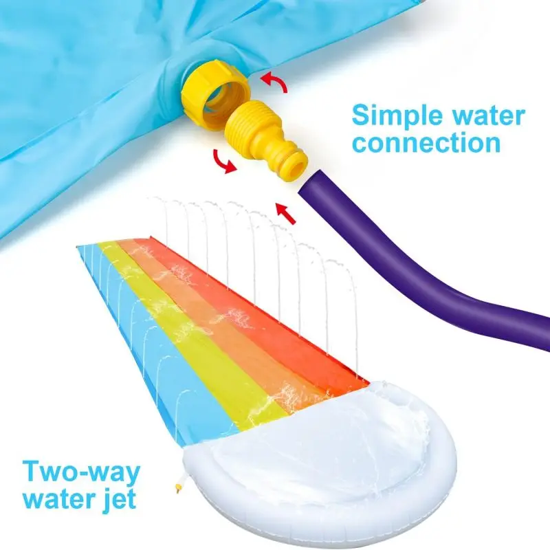 Lawn Water Slides for Kids and Adult Rainbow Slip and Slide Outside with 2 Water Body Board Slip N Slide Outdoor Water Toys Slip