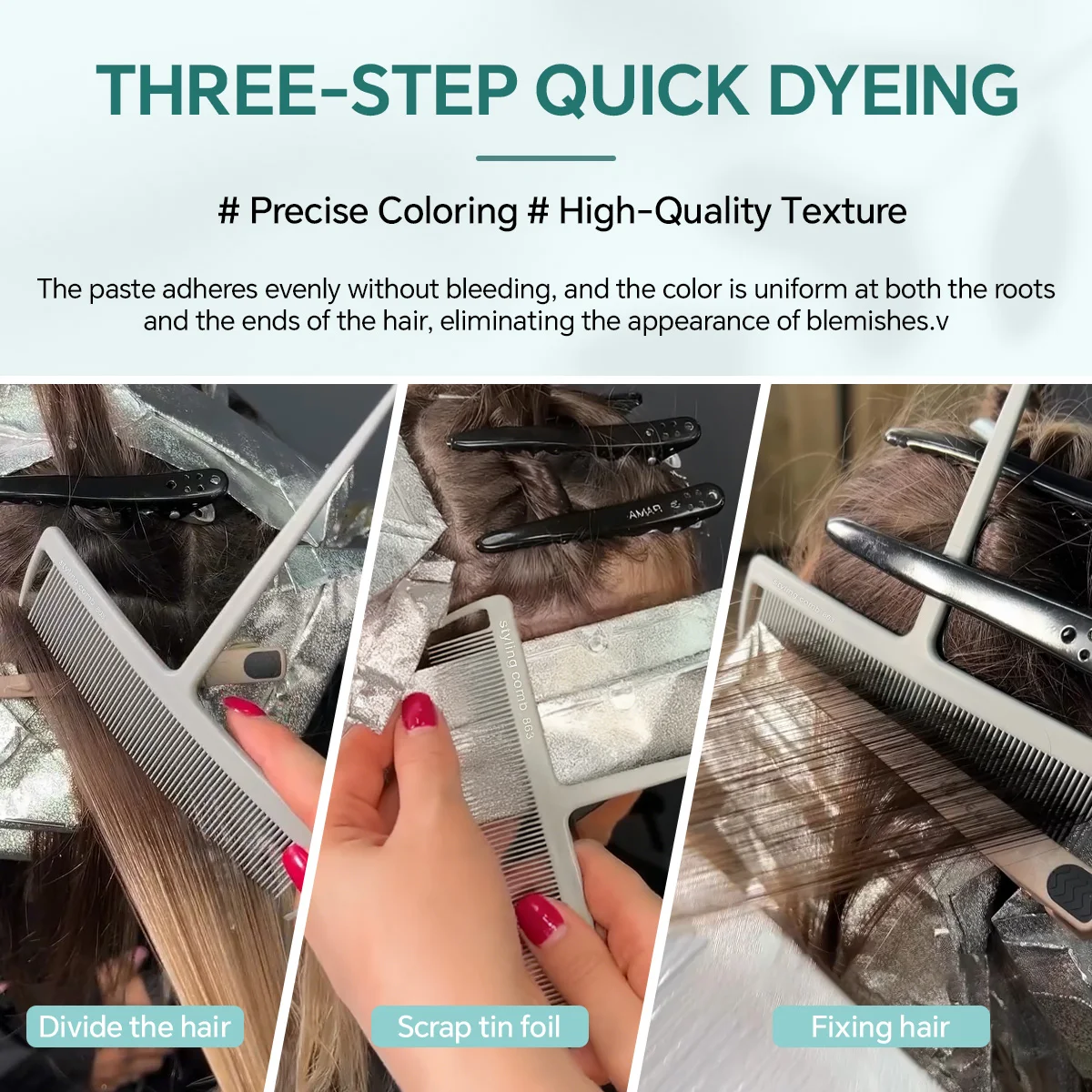 

Professional Highlighting Comb Rat Tail Weaving Sectioning Tool for Salon Foiling Hair Dye Coloring Styling Barber Teasing Haird