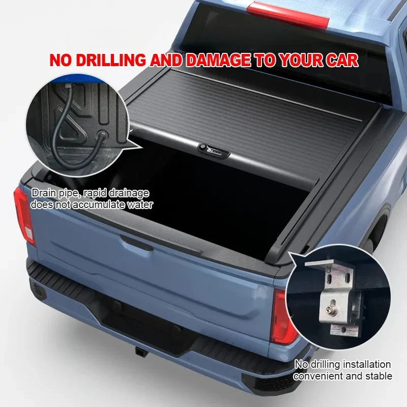 High Quality Aluminium Hard No Drilling Roller Shutter Truck Bed Tonneau Cover Pickup