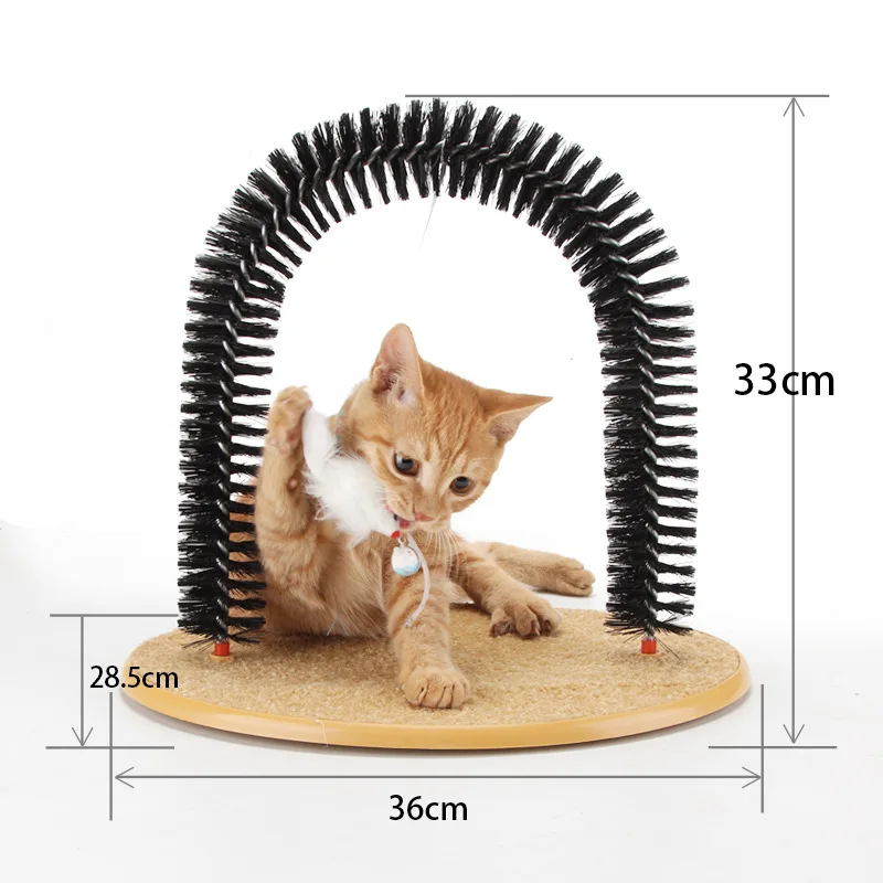 Cat Toy Arch Self Groome Pamper Feline with A Massage Grooming Rubbing Brush with Scratching Pad Toy for Cats Interactive Toys