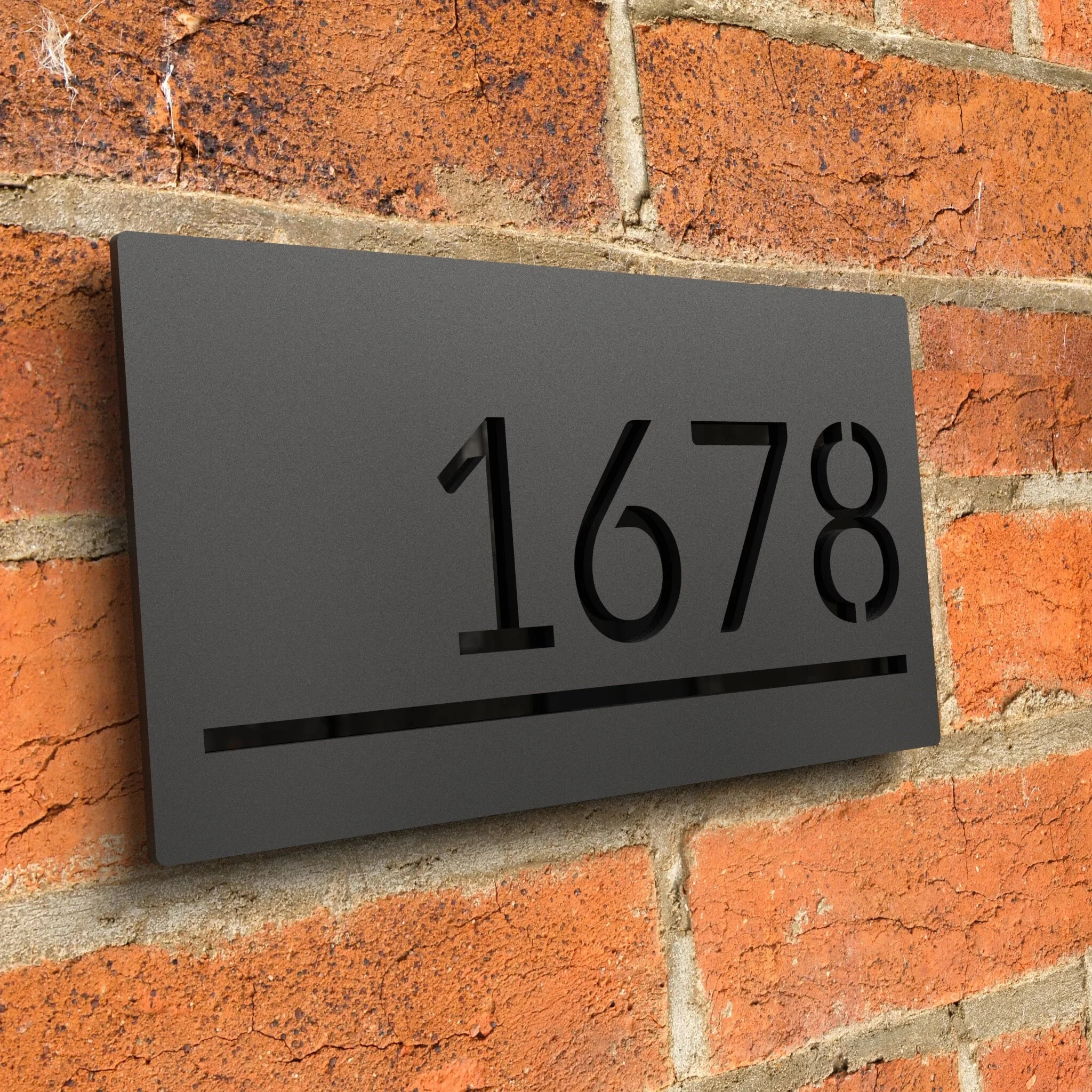 Custom House Wall Plaques UK | Luxe A4 | Modern Laser Cut Door Plaque House Number Plaque | Matt Black & Black Mirror