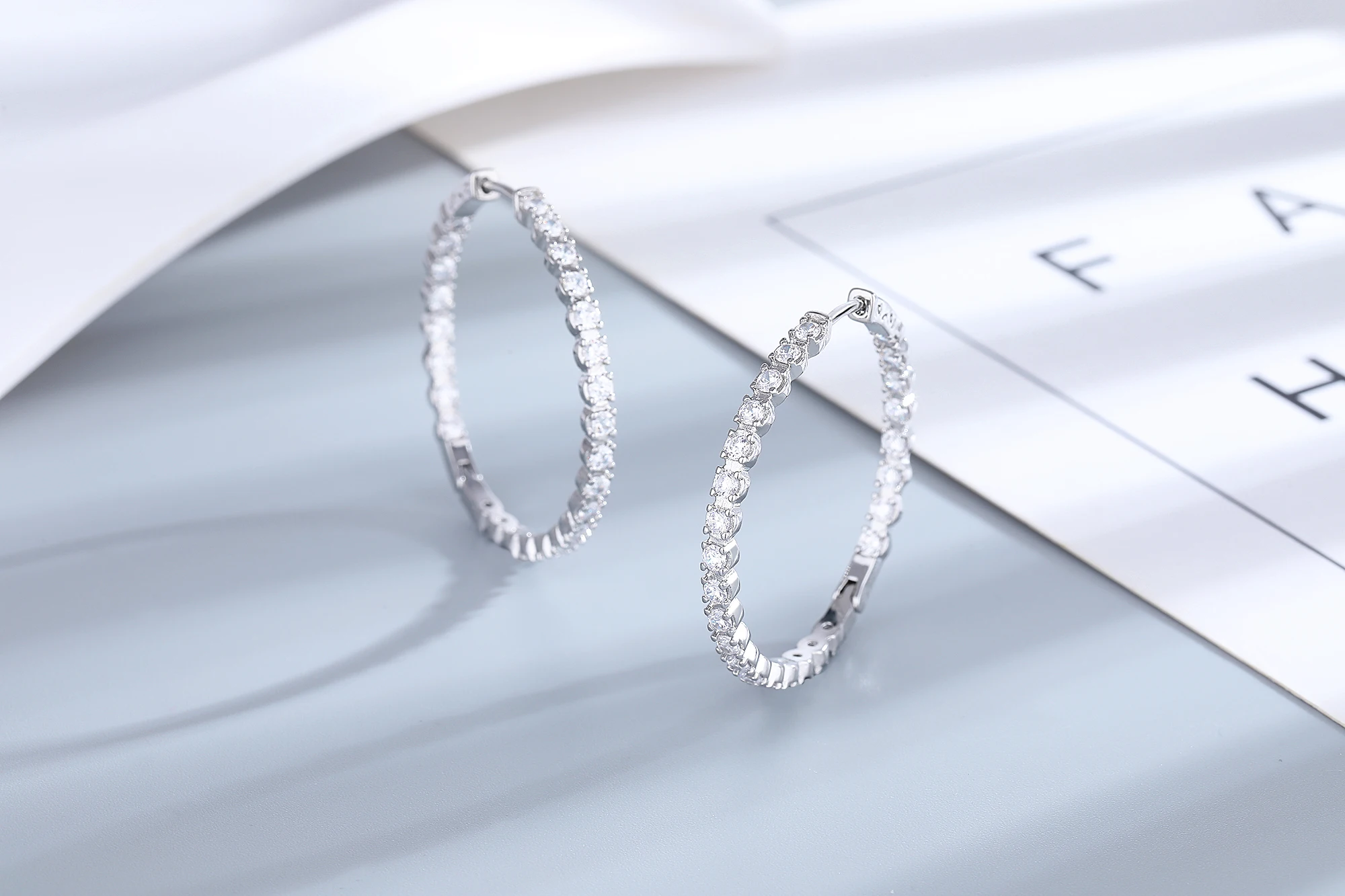 S925 Silver 39mm Big Circle Hoop Earrings For Women Fashion Wedding Fine Jewelry C Hoop Earring