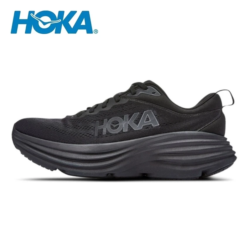 Hoka One One Bondi 8 Triple negro blanco zapatillas deportivas para correr zapatos para correr en carretera mujeres hombres zapatos deportivos estilo de vida zapatillas de deporte al aire libre