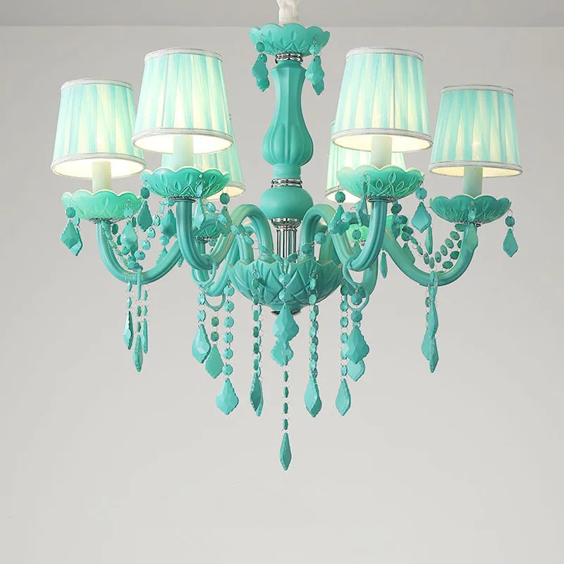 Oufula European Green Crystal Chandelier Luxury Children's Room Living Room Restaurant Bedroom Cafe Clothing Store Pendent Lamp
