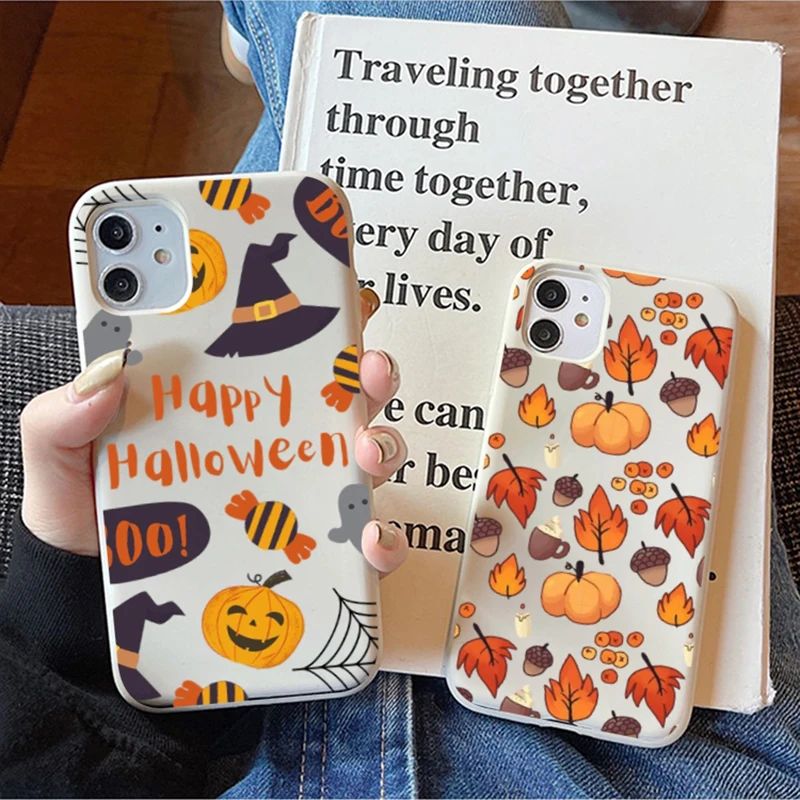 Halloween Phone Case Soft Solid Color For iphone 14 11 12 13 mini pro max 7 8 plus 6 6s x xs max xr