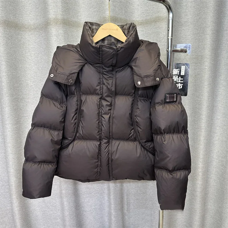 شتاء جديد فضفاض مقنعين المألوف القطن مبطن سترة 90 الأبيض بطة أسفل سترة للنساء معطف منتفخ سميك قصير #4