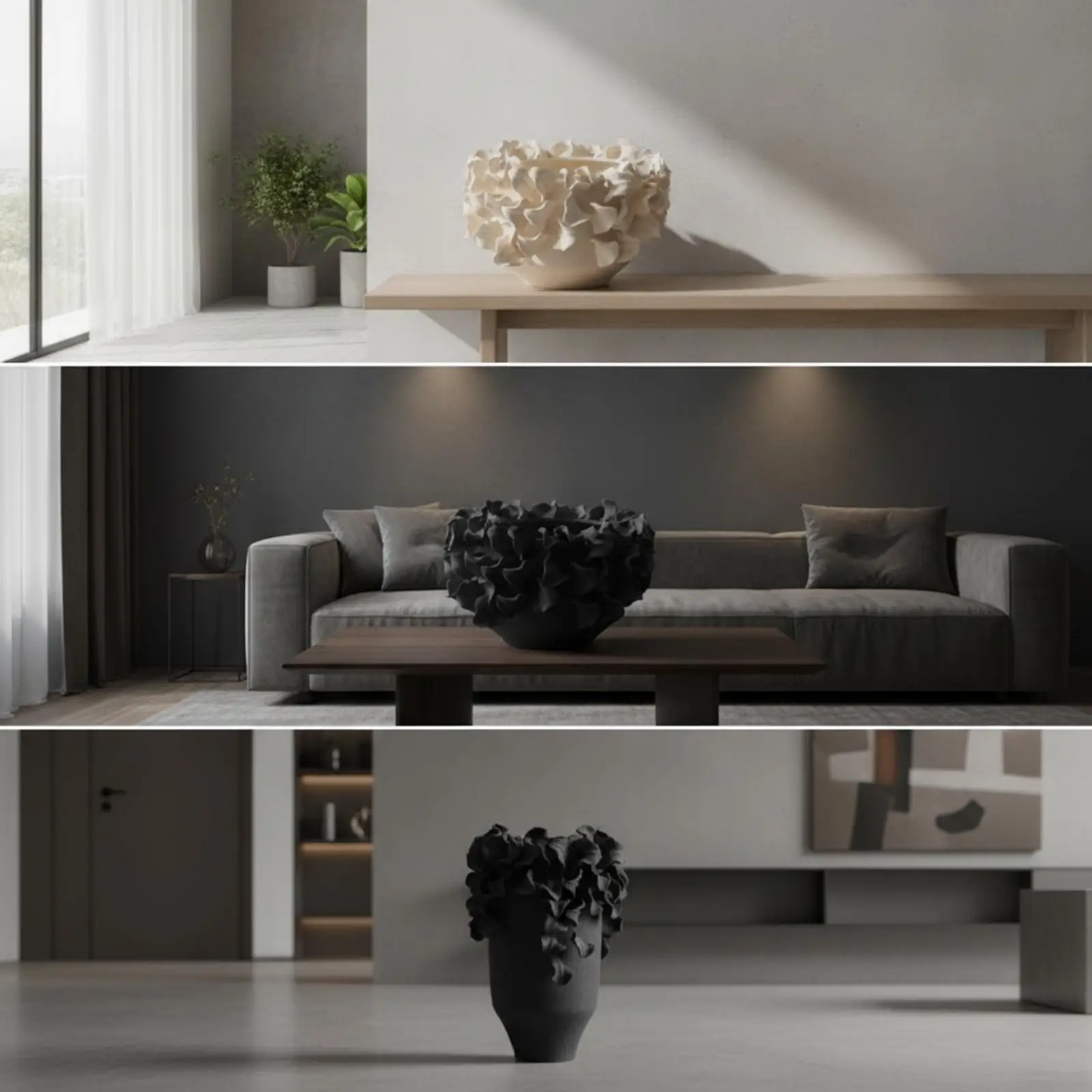 Unique Ceramic Vase Sculptural Hand Formed Modern Aesthetic Vase Decorative for Table Mantel and Hallway