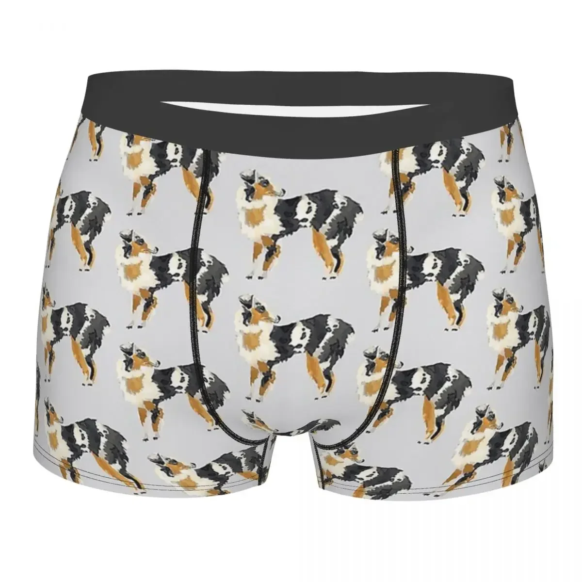 Illustration Australian Shepherd Meme Dog Doge Underpants Breathbale Panties Men's Underwear Ventilate Shorts Boxer Briefs