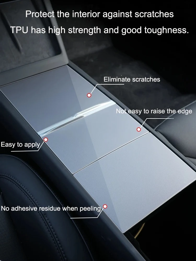 TPU Schutzfolie für Tesla Model Y Juniper & Model 3 Highland 2025 Mittelkonsole Anti-Kratz-Aufkleber – Detail 2