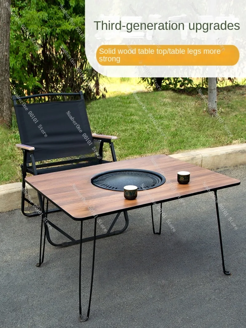 Table Outdoor Courtyard Charcoal Barbecue Household Portable Folding Table image 3
