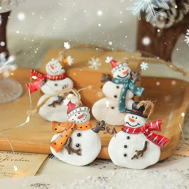 

Snowman & Cane Vintage Christmas Resin Pendants：Ideal as Desktop Christmas Tree Decoration & Hanging String Ornaments