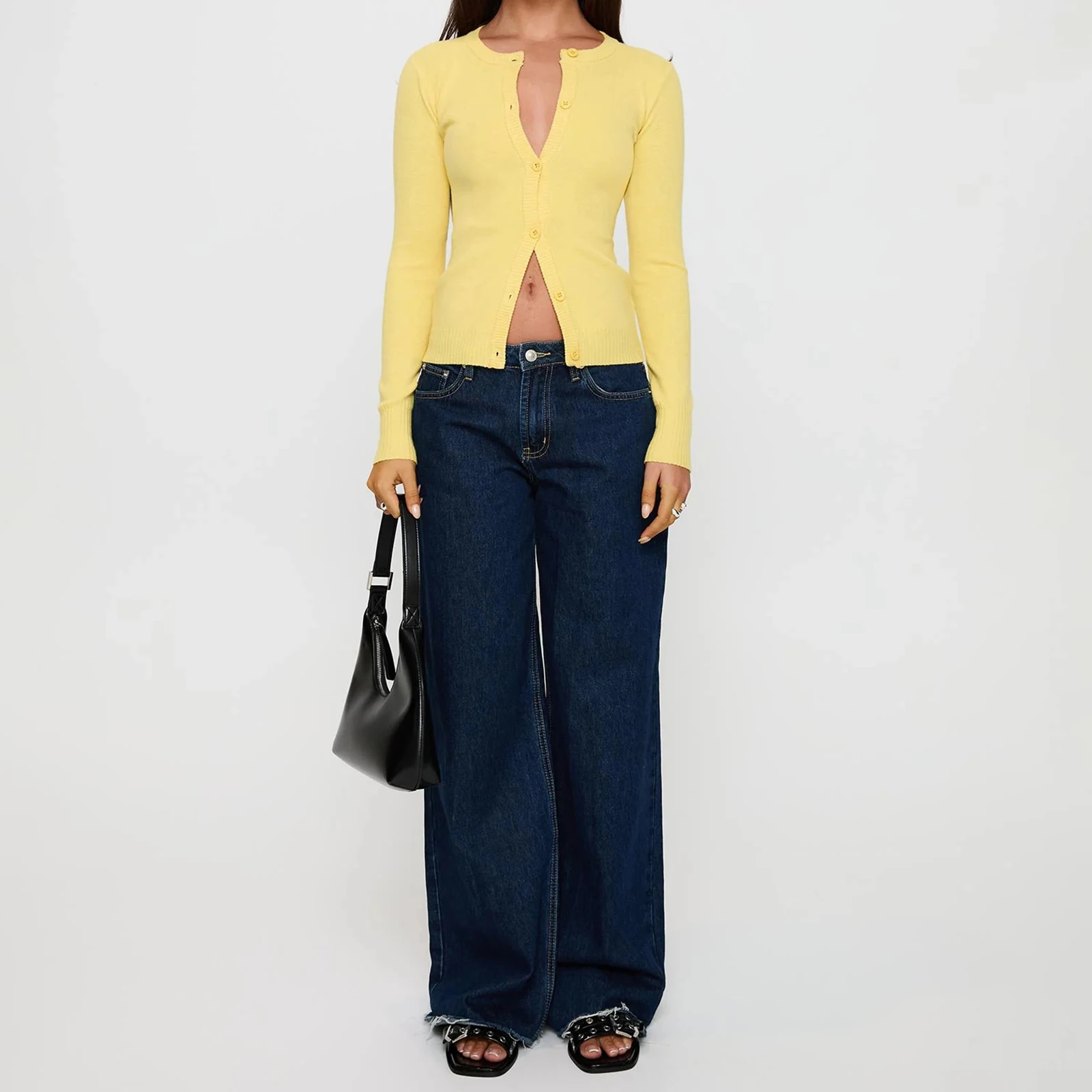 Damessweatervest met lange mouwen, knoopsluiting, effen kleur, gebreide kleding voor dagelijks gebruik, buitenactiviteiten, streetwear