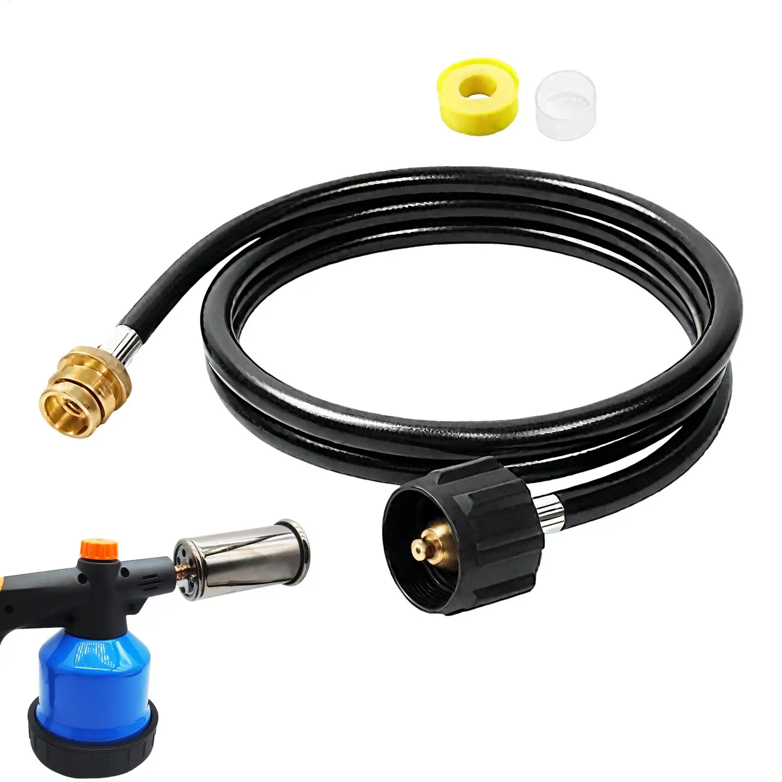 

185 см газовый шланг для пропана с разъемом, универсальная замена для гриля, патио, обогревателя, кемпинговой плиты, гибкая газовая линия высокого давления