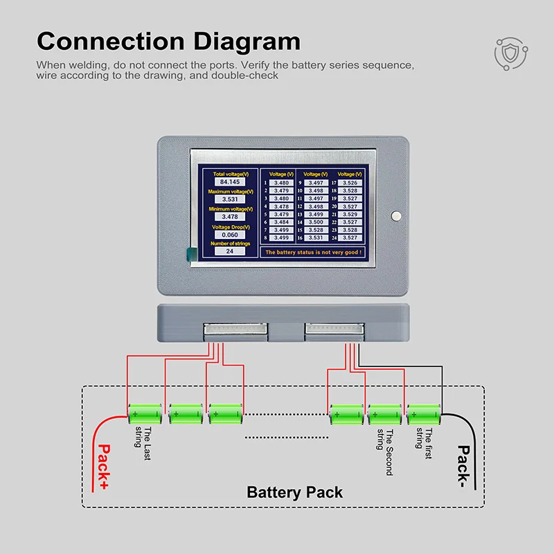 4S Spannungsmessgerät mit Schutzgehäuse, 6s 8s Spannungstester 24s für Lifepo4/Lipo/LTO Batterie BMS/Balancer – Detail 17