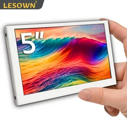 LESOWN 5 inch Monitor mini Screen HD 800x480 IPS HDMI LCD Auxiliary micro Display for Raspberry Pi 5 4 3B+ Windows PC White