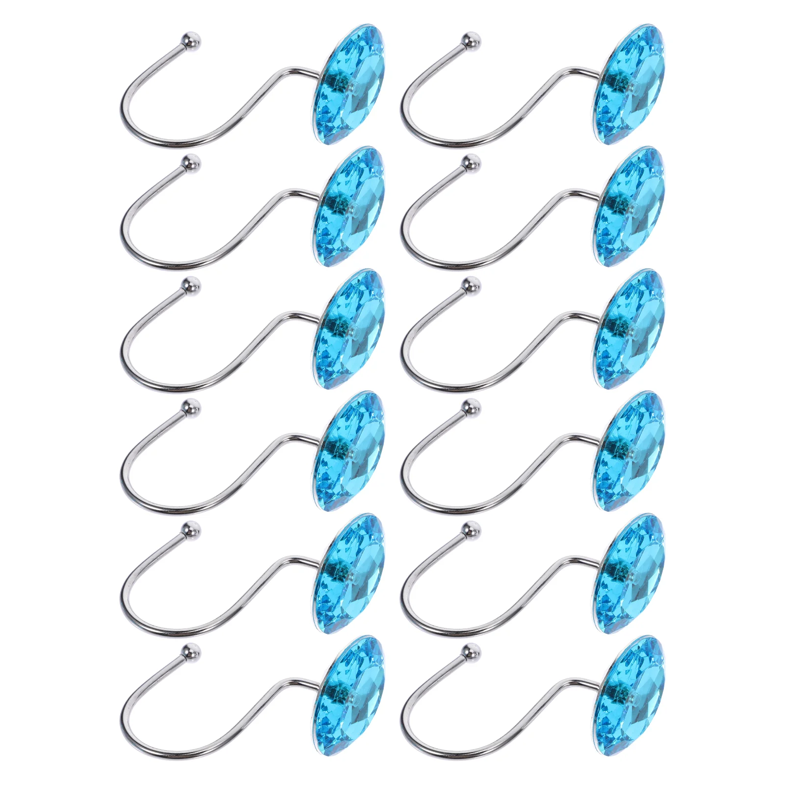 Retro Cortina Ganchos, Haste de chuveiro para cortinas, Cortinas do banheiro, Água Azul Cabides Decorativos, 12 Pcs