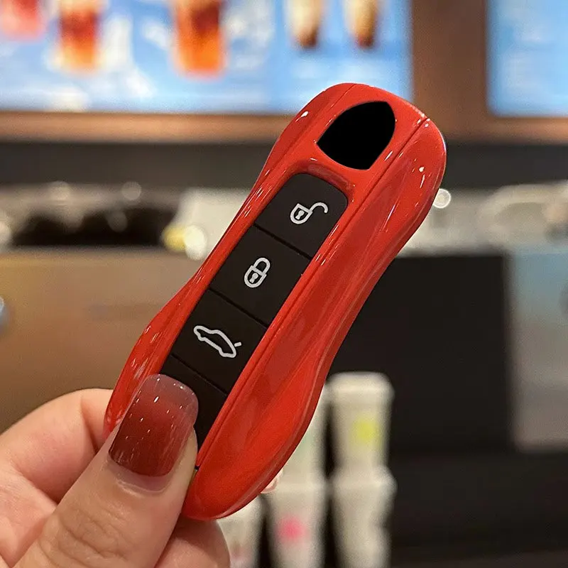 Lava Orange ABS Car Key Cover Key Holder for Porsche Cayenne Macan Panamera 718 Taycan 911 Cayman Boxster 9ya 971 Accessories