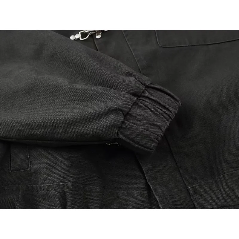 Casual Versatile Black Coat Personality Button Street Jacket Date Commuter Couple Clothing Women\'s New Fashion Clothes