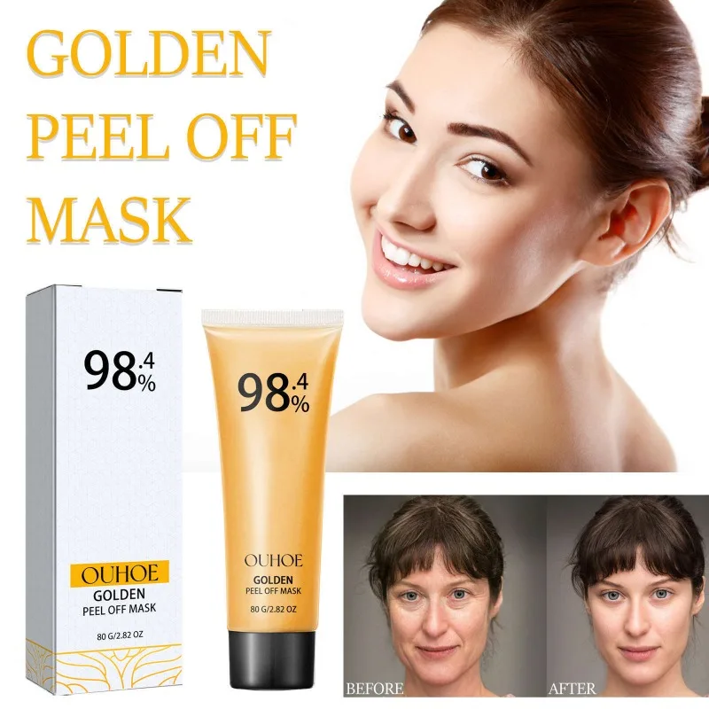 

24K Gold Peel-Off Mask Deep Cleans Skin Removes Blackheads & Comedones Refines Pores Tightens Skin Care Mask
