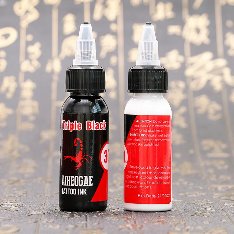 Tattoo Ink Ai Black and Red Label Tattoo Practice Color 30ml Tattoo Color Pigment Ink Tattoo Ink Permanent Semi Permanent Tattoo